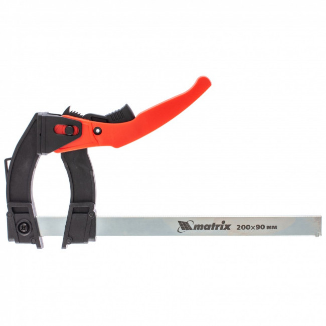 Струбцина реечная быстрозажимная, пластиковый корпус рычажно-храповой механизм, 200 х 90 х 290 мм, штанга 5 х 20 мм Matrix, ( 20736 ) Струбцина реечная быстрозажимная, пластиковый корпус рычажно-храповой механизм, 200 х 90 х 290 мм, штанга 5 х 20 мм Matrix, ( 20736 )