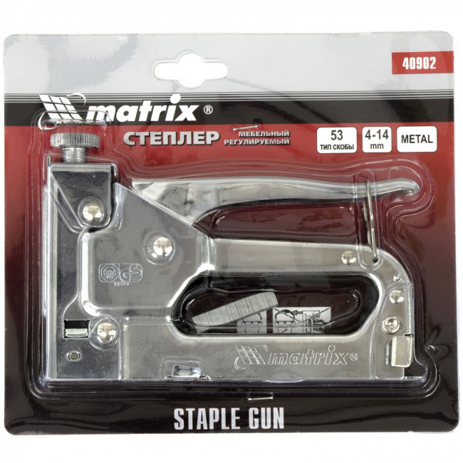 Степлер мебельный регулируемый, тип скобы 53, 4-14 мм Matrix Master, ( 40902 ) Степлер мебельный регулируемый, тип скобы 53, 4-14 мм Matrix Master, ( 40902 )