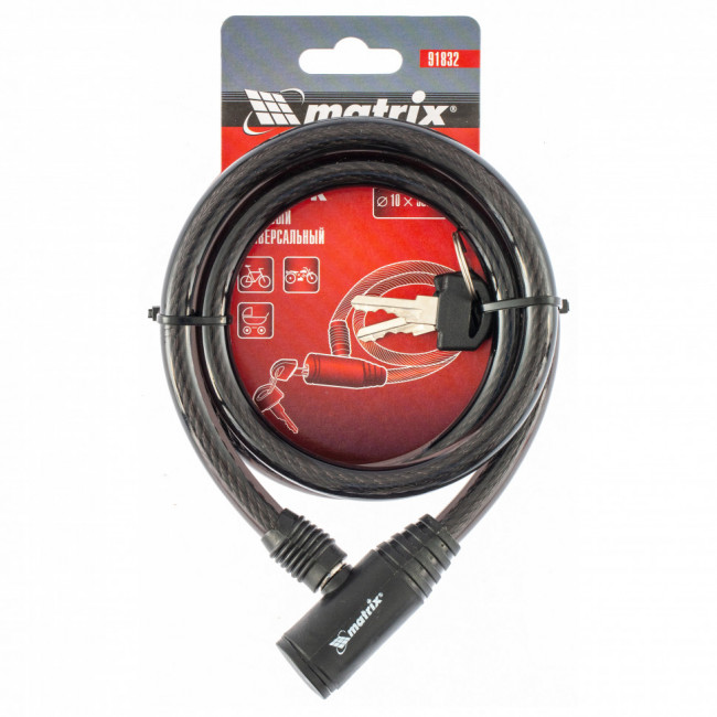 Замок тросовый универсальный, 10 х 960 мм Matrix, ( 91832 ) Замок тросовый универсальный, 10 х 960 мм Matrix, ( 91832 )