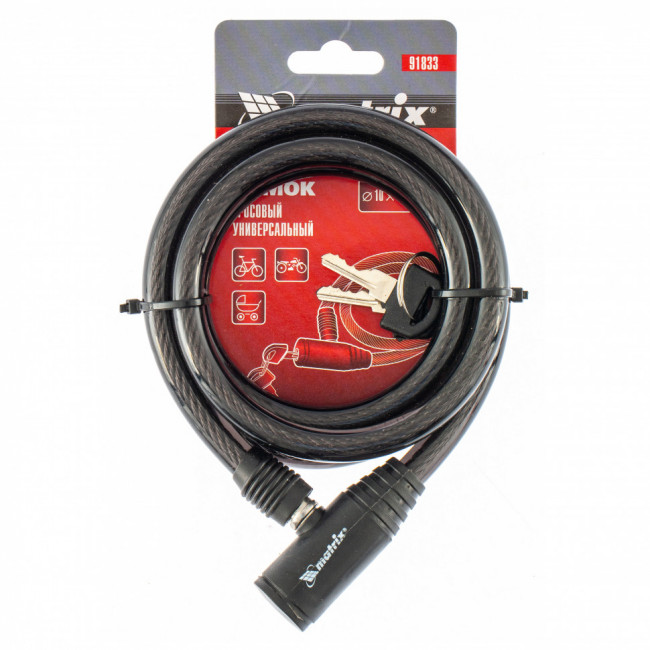 Замок тросовый универсальный, 10 х 1200 мм Matrix, ( 91833 ) Замок тросовый универсальный, 10 х 1200 мм Matrix, ( 91833 )