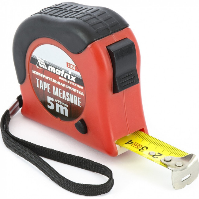 Рулетка Double fixation, 5 м х 19 мм, обрезиненный корпус, двойная плавная фиксация Matrix, ( 31056 ) Рулетка Double fixation, 5 м х 19 мм, обрезиненный корпус, двойная плавная фиксация Matrix, ( 31056 )