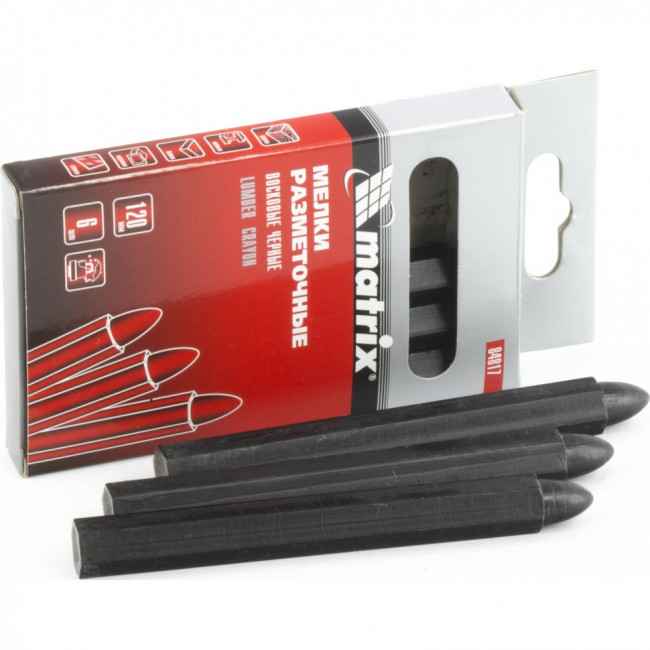 Мелки разметочные восковые черные, 120 мм, коробка 6 шт Matrix, ( 84817 ) Мелки разметочные восковые черные, 120 мм, коробка 6 шт Matrix, ( 84817 )