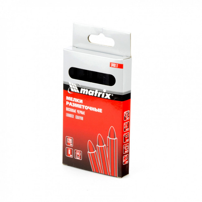 Мелки разметочные восковые черные, 120 мм, коробка 6 шт Matrix, ( 84817 ) Мелки разметочные восковые черные, 120 мм, коробка 6 шт Matrix, ( 84817 )