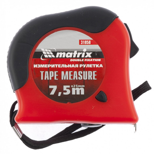 Рулетка Double fixation, 7,5 м х 25 мм, обрезиненный корпус, двойная плавная фиксация Matrix, ( 31058 ) Рулетка Double fixation, 7,5 м х 25 мм, обрезиненный корпус, двойная плавная фиксация Matrix, ( 31058 )