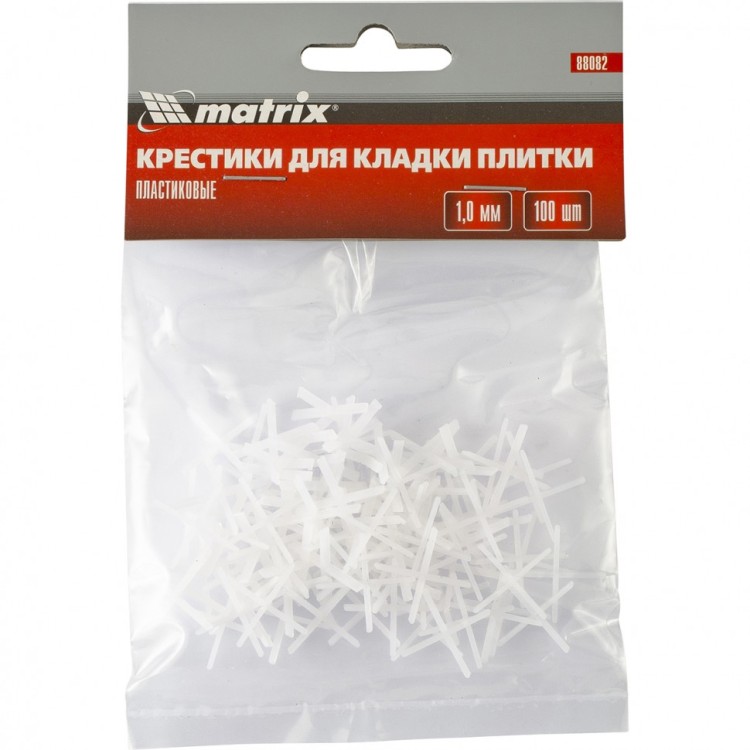 Крестики, 1 мм, для кладки плитки, упаковка 100 шт Matrix, ( 88082 )
