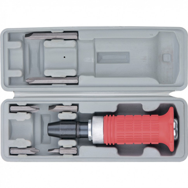 Отвертка ударно-поворотная 1/2, набор бит, 6 шт, обрезиненная ручка, пластиковый бокс Matrix, ( 11579 ) Отвертка ударно-поворотная 1/2, набор бит, 6 шт, обрезиненная ручка, пластиковый бокс Matrix, ( 11579 )