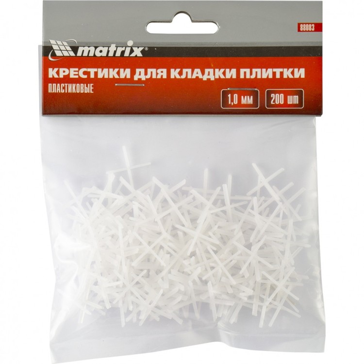 Крестики, 1 мм, для кладки плитки, упаковка 200 шт Matrix, ( 88083 )