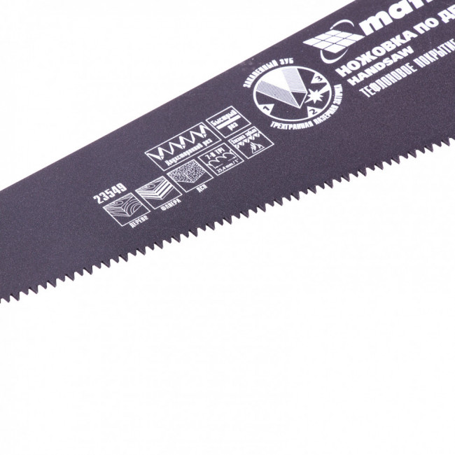 Ножовка по дереву, 400 мм, 7-8 TPI, зуб-3D, каленый зуб, тефлоновое покрытие полотна, двухкомпонентная рукоятка Matrix, ( 23549 ) Ножовка по дереву, 400 мм, 7-8 TPI, зуб-3D, каленый зуб, тефлоновое покрытие полотна, двухкомпонентная рукоятка Matrix, ( 23549 )