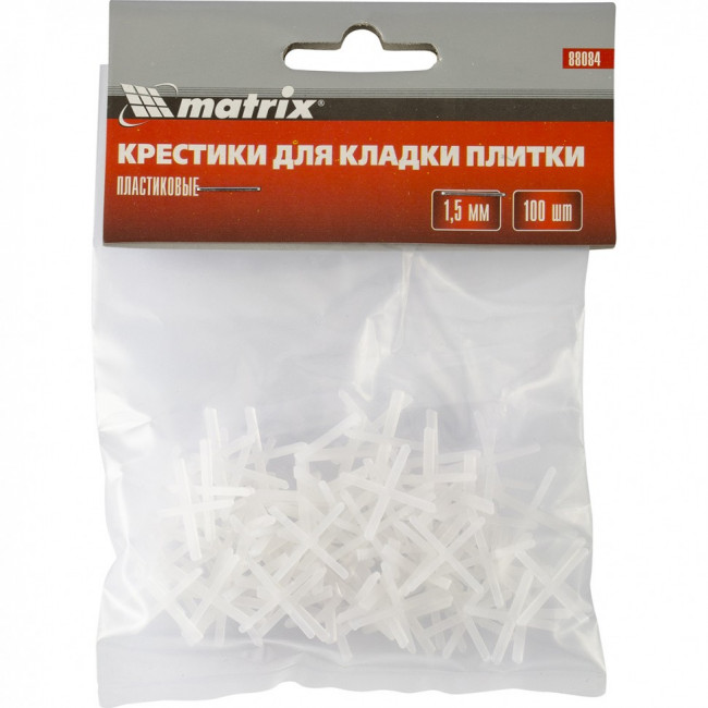 Крестики, 1,5 мм, для кладки плитки, упаковка 100 шт Matrix, ( 88084 ) Крестики, 1,5 мм, для кладки плитки, упаковка 100 шт Matrix, ( 88084 )