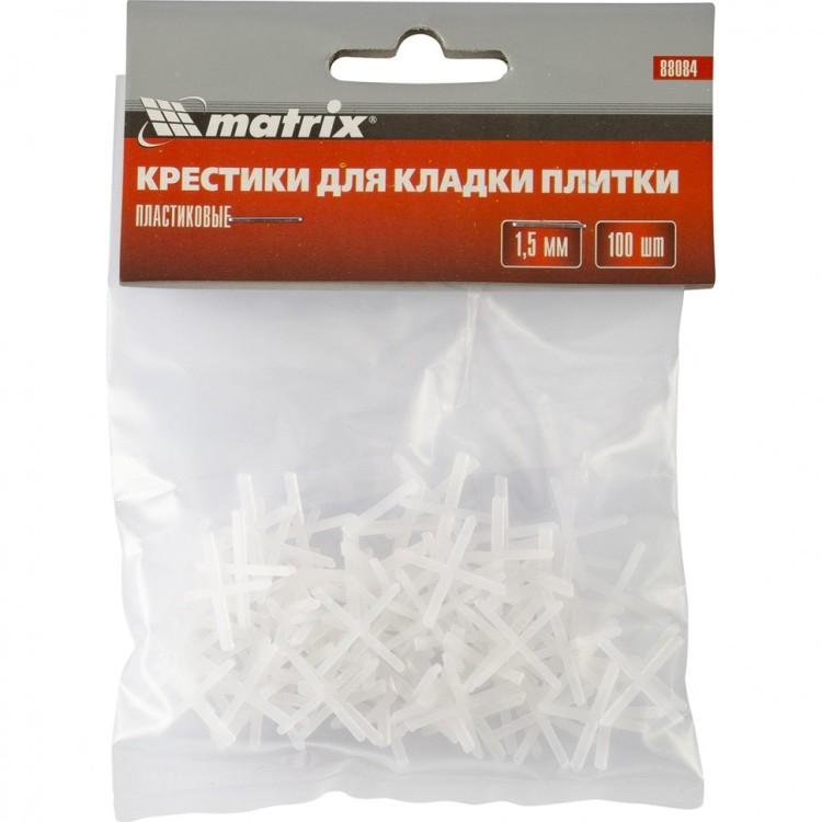 Крестики, 1,5 мм, для кладки плитки, упаковка 100 шт Matrix, ( 88084 )