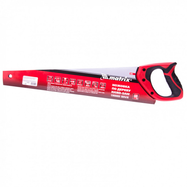 Ножовка по дереву, 500 мм, 7-8 TPI, зуб-3D, каленый зуб, тефлоновое покрытие полотна, двухкомпонентная рукоятка Matrix, ( 23551 ) Ножовка по дереву, 500 мм, 7-8 TPI, зуб-3D, каленый зуб, тефлоновое покрытие полотна, двухкомпонентная рукоятка Matrix, ( 23551 )