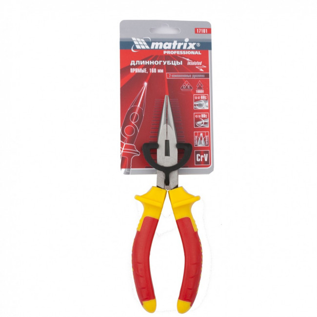 Длинногубцы прямые Insulated, 160 мм, двухкомпонентные рукоятки Matrix Professional, ( 17101 ) Длинногубцы прямые Insulated, 160 мм, двухкомпонентные рукоятки Matrix Professional, ( 17101 )