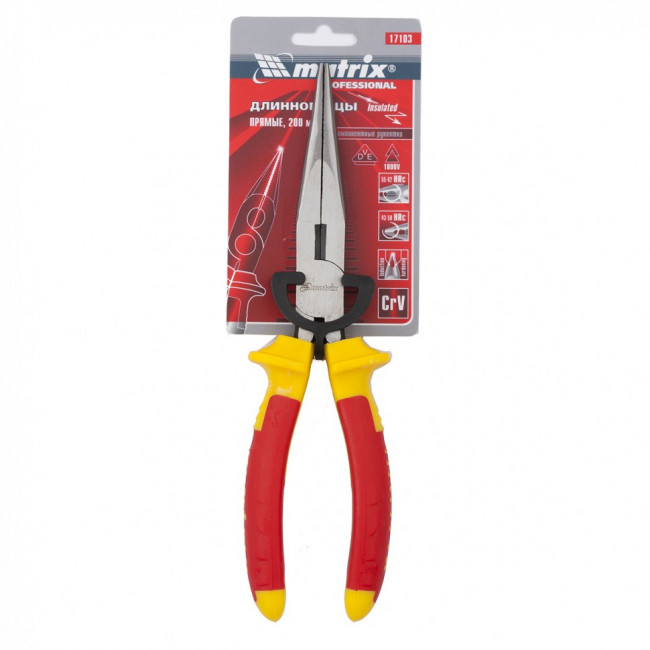 Длинногубцы прямые Insulated, 200 мм, двухкомпонентные рукоятки Matrix Professional, ( 17103 ) Длинногубцы прямые Insulated, 200 мм, двухкомпонентные рукоятки Matrix Professional, ( 17103 )