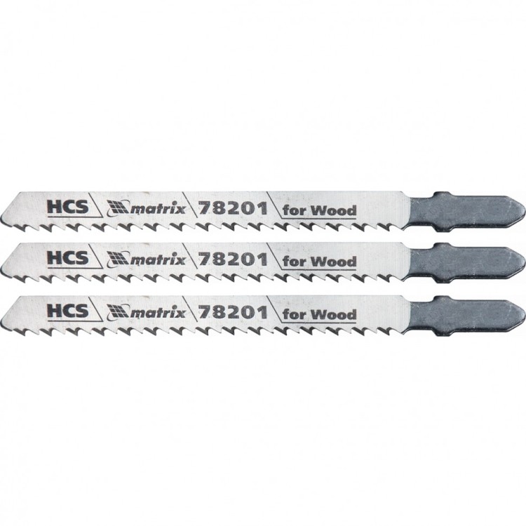 Полотна для электролобзика по дереву, 3 шт, T101B, 75 х 2,5 мм, HCS Matrix Professional, ( 78201 )