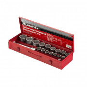 Набор торцевых головок, квадрат 3/4, 12 гранные головки 19 х 50 мм, 20 предметов, в металлическом боксе Matrix, ( 13536 ) Набор торцевых головок, квадрат 3/4, 12 гранные головки 19 х 50 мм, 20 предметов, в металлическом боксе Matrix, ( 13536 )