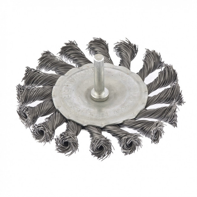 Щетка для дрели, 75 мм, плоская со шпилькой, крученая металлическая проволока Matrix, ( 74430 ) Щетка для дрели, 75 мм, плоская со шпилькой, крученая металлическая проволока Matrix, ( 74430 )