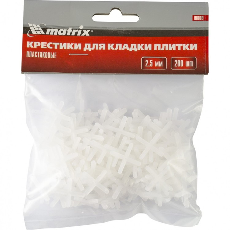 Крестики, 2,5 мм, для кладки плитки, упаковка 200 шт Matrix, ( 88089 )