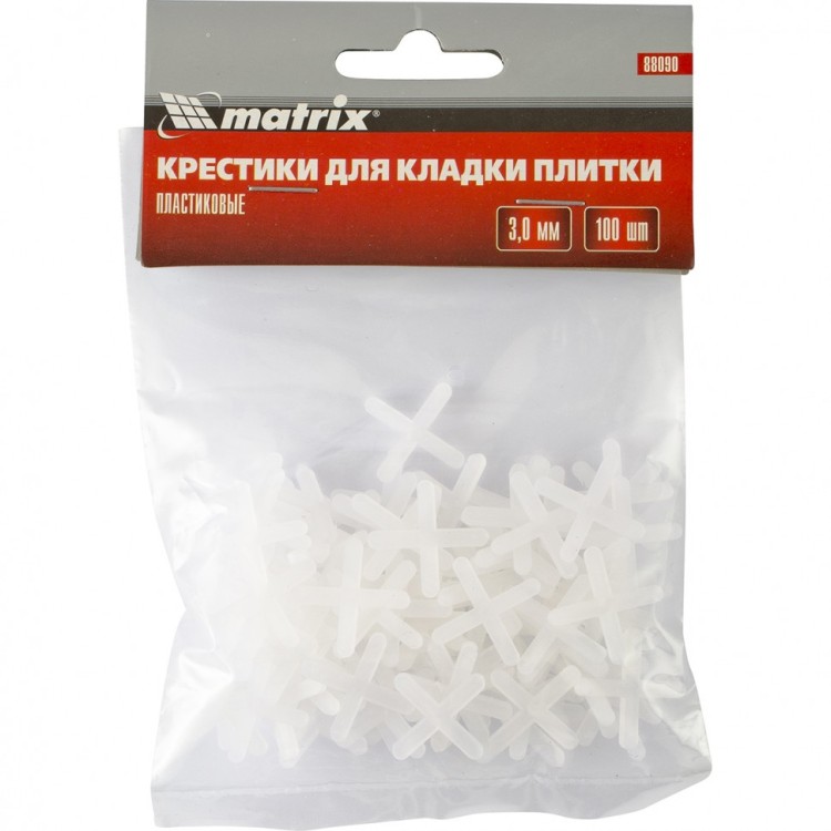 Крестики, 3 мм, для кладки плитки, упаковка 100 шт Matrix, ( 88090 )