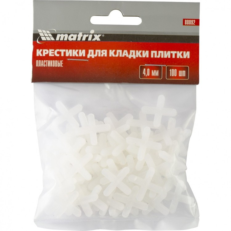 Крестики, 4 мм, для кладки плитки, упаковка 100 шт Matrix, ( 88092 )