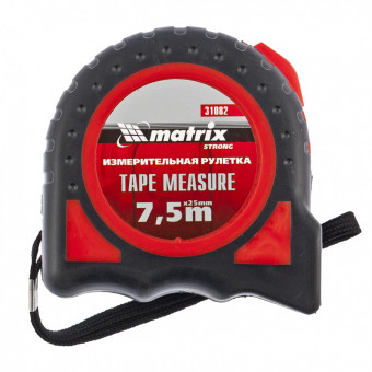 Рулетка Strong, 7,5 м х 25 мм, обрезиненный корпус Matrix, ( 31082 ) Рулетка Strong, 7,5 м х 25 мм, обрезиненный корпус Matrix, ( 31082 )