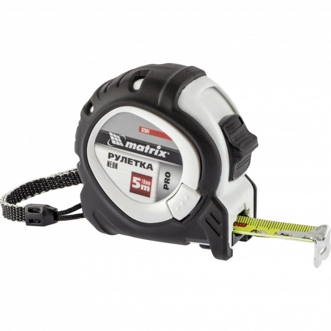 Рулетка Neon, 5 м x 19 мм, обрезиненный корпус, 3 фиксации, Pro Matrix, ( 32591 ) Рулетка Neon, 5 м x 19 мм, обрезиненный корпус, 3 фиксации, Pro Matrix, ( 32591 )