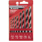 Набор сверл по дереву, 3-4-5-6-7-8-9-10 мм, 8 шт, цилиндрический хвостовиковик, пластиковый кейс, Matrix, ( 70282 ) Набор сверл по дереву, 3-4-5-6-7-8-9-10 мм, 8 шт, цилиндрический хвостовиковик, пластиковый кейс, Matrix, ( 70282 )