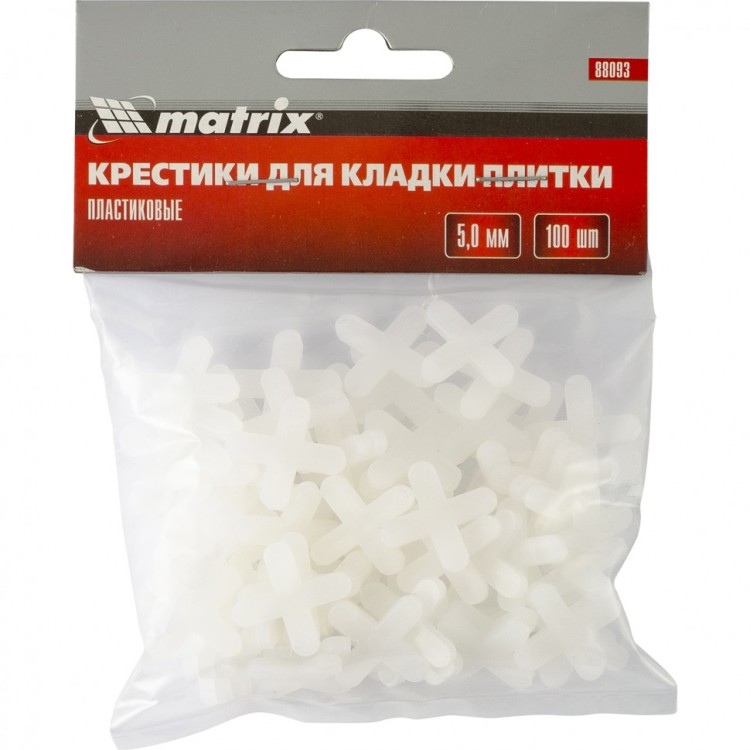 Крестики, 5 мм, для кладки плитки, упаковка 100 шт Matrix, ( 88093 )