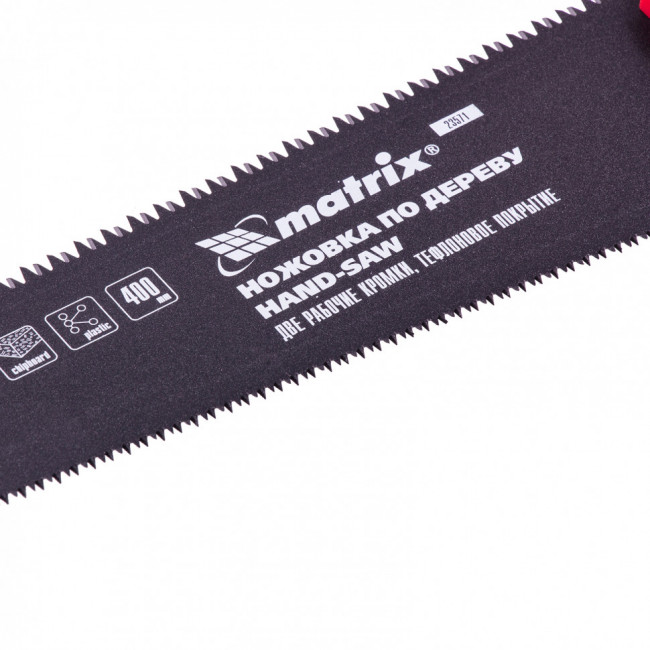 Ножовка по дереву UNIVERSAL, 400 мм, две рабочие кромки 13-14 TPI и 7-8 TPI, тефлоновое покрытие Matrix, ( 23571 ) Ножовка по дереву UNIVERSAL, 400 мм, две рабочие кромки 13-14 TPI и 7-8 TPI, тефлоновое покрытие Matrix, ( 23571 )