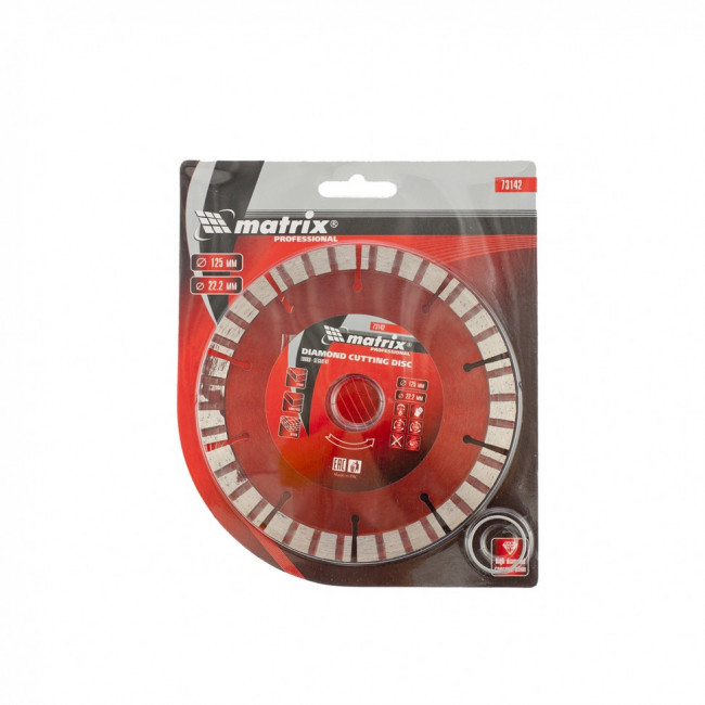 Диск алмазный, отрезной Турбо-сегментный, 125 х 22,2 мм, сухая резка Matrix Professional, ( 73142 ) Диск алмазный, отрезной Турбо-сегментный, 125 х 22,2 мм, сухая резка Matrix Professional, ( 73142 )