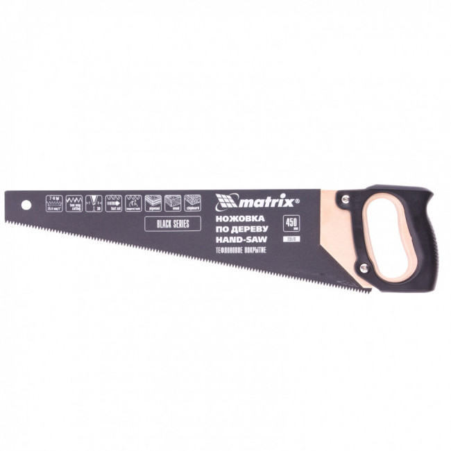 Ножовка по дереву, 450 мм, 7-8 TPI, зуб-3D, каленный зуб, тефлоновое покрытие, деревянная рукоятка Matrix, ( 23578 ) Ножовка по дереву, 450 мм, 7-8 TPI, зуб-3D, каленный зуб, тефлоновое покрытие, деревянная рукоятка Matrix, ( 23578 )