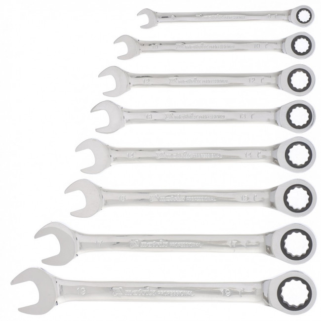 Набор ключей комбинированных, трещеточных 8 шт Matrix, ( 14513 ) Набор ключей комбинированных, трещеточных 8 шт Matrix, ( 14513 )