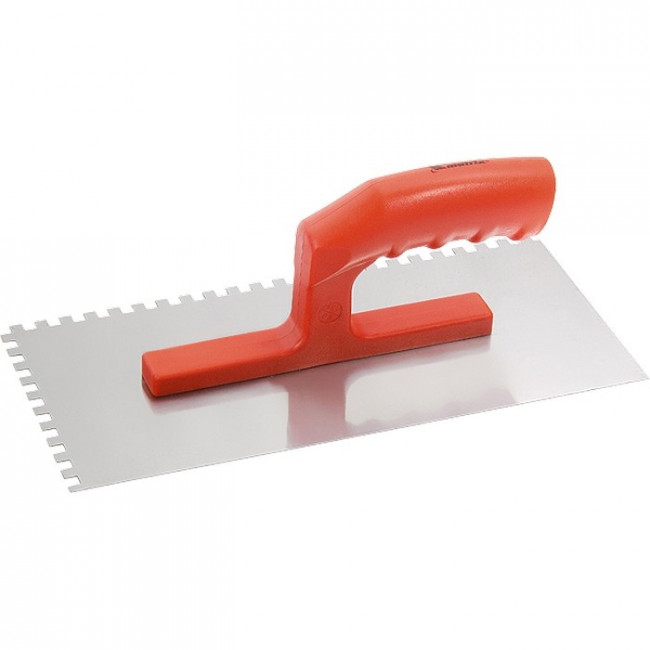 Гладилка стальная, 280 х 130 мм, зеркальная полировка, пластмассовая ручка, зуб 6 х 6 мм Matrix, ( 86775 ) Гладилка стальная, 280 х 130 мм, зеркальная полировка, пластмассовая ручка, зуб 6 х 6 мм Matrix, ( 86775 )