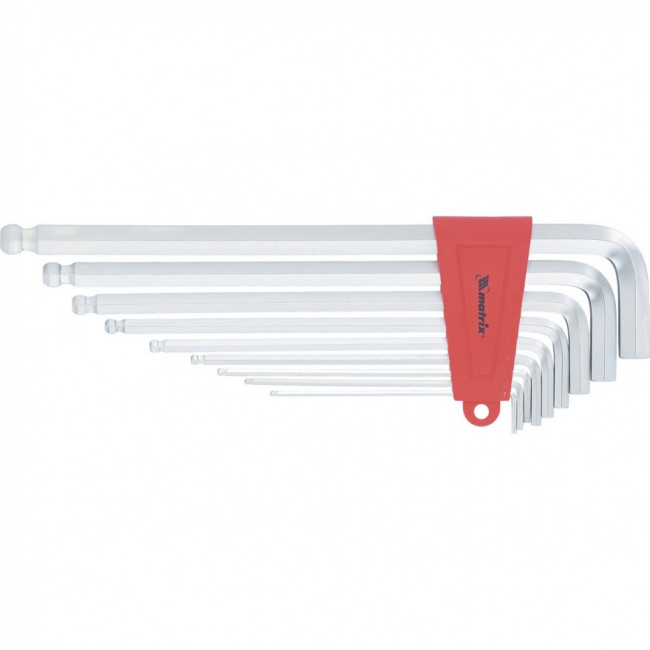 Набор ключей имбусовых HEX, 2-12 мм, CrV, 9 шт, экстра-длинные, c шаром, сатин Matrix, ( 16411 ) Набор ключей имбусовых HEX, 2-12 мм, CrV, 9 шт, экстра-длинные, c шаром, сатин Matrix, ( 16411 )