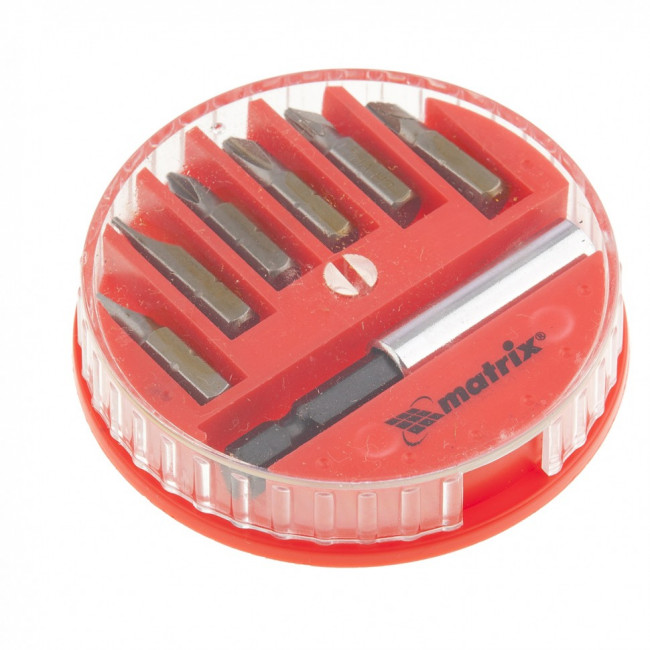 Набор бит, магнитный адаптер для бит, сталь 45Х, 7 предметов, в пластиковом закрытом боксе Matrix, ( 11392 ) Набор бит, магнитный адаптер для бит, сталь 45Х, 7 предметов, в пластиковом закрытом боксе Matrix, ( 11392 )