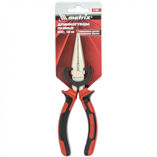 Длинногубцы прямые Nickel, 160 мм, никелированные, двухкомпонентные рукоятки Matrix, ( 17164 ) Длинногубцы прямые Nickel, 160 мм, никелированные, двухкомпонентные рукоятки Matrix, ( 17164 )