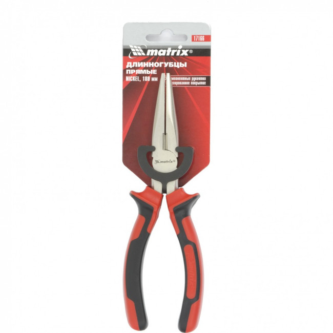 Длинногубцы прямые Nickel, 180 мм, никелированные, двухкомпонентные рукоятки Matrix, ( 17166 ) Длинногубцы прямые Nickel, 180 мм, никелированные, двухкомпонентные рукоятки Matrix, ( 17166 )