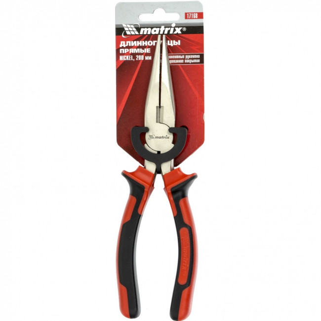 Длинногубцы прямые Nickel, 200 мм, никелированные, двухкомпонентные рукоятки Matrix, ( 17168 ) Длинногубцы прямые Nickel, 200 мм, никелированные, двухкомпонентные рукоятки Matrix, ( 17168 )