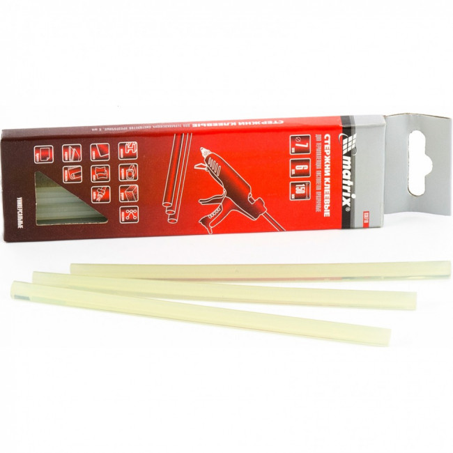 Стержни клеевые, прозрачные, 7 х 150 мм, в упаковке 6 шт Matrix, ( 930710 ) Стержни клеевые, прозрачные, 7 х 150 мм, в упаковке 6 шт Matrix, ( 930710 )