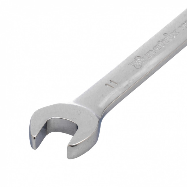 Ключ комбинированный трещоточный, 11 мм, CrV, шарнирный, зеркальный хром Matrix ( 14827 ) Ключ комбинированный трещоточный, 11 мм, CrV, шарнирный, зеркальный хром Matrix ( 14827 )