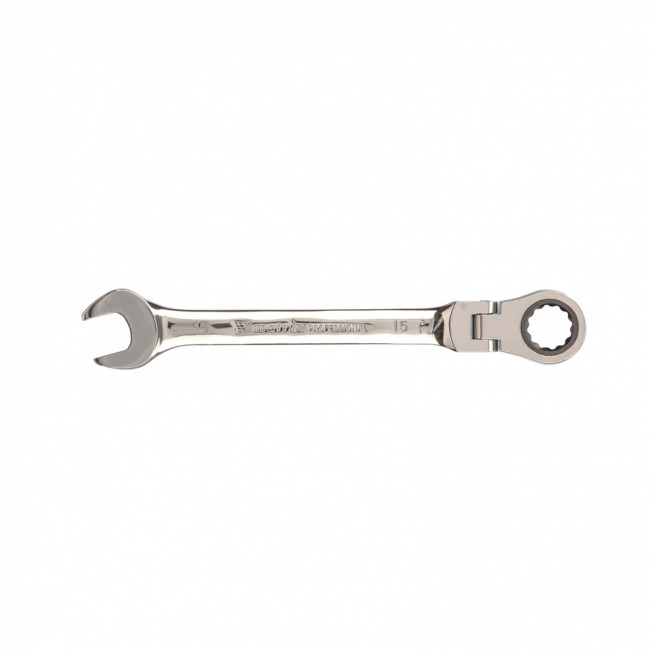 Ключ комбинированный трещоточный, 15 мм, CrV, шарнирный, зеркальный хром Matrix ( 14828 ) Ключ комбинированный трещоточный, 15 мм, CrV, шарнирный, зеркальный хром Matrix ( 14828 )
