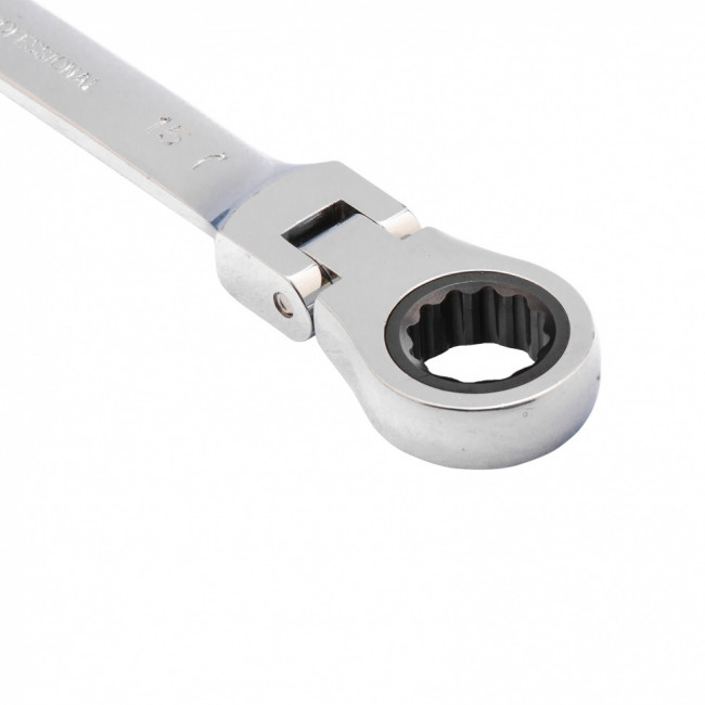 Ключ комбинированный трещоточный, 15 мм, CrV, шарнирный, зеркальный хром Matrix ( 14828 ) Ключ комбинированный трещоточный, 15 мм, CrV, шарнирный, зеркальный хром Matrix ( 14828 )