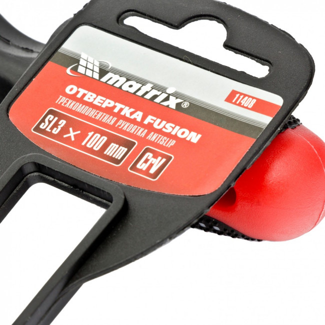 Отвертка Fusion, SL3 х 100 мм, CrV, трехкомпонентная рукоятка "Anti slip" Matrix, ( 11408 ) Отвертка Fusion, SL3 х 100 мм, CrV, трехкомпонентная рукоятка "Anti slip" Matrix, ( 11408 )