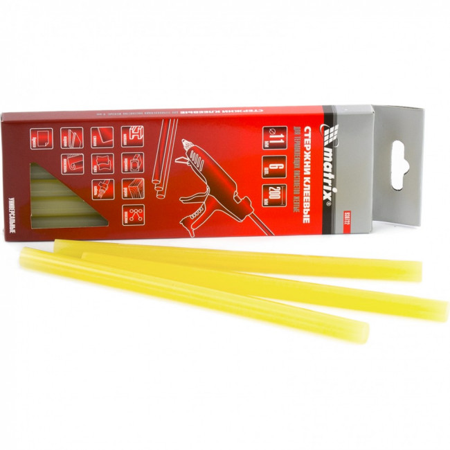 Стержни клеевые, желтый, 11 х 200 мм, в упаковке 6 шт Matrix, ( 930722 ) Стержни клеевые, желтый, 11 х 200 мм, в упаковке 6 шт Matrix, ( 930722 )