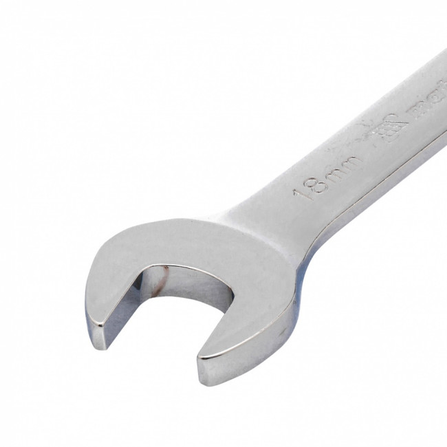 Ключ комбинированный трещоточный, 18 мм, CrV, шарнирный, зеркальный хром Matrix ( 14842 ) Ключ комбинированный трещоточный, 18 мм, CrV, шарнирный, зеркальный хром Matrix ( 14842 )