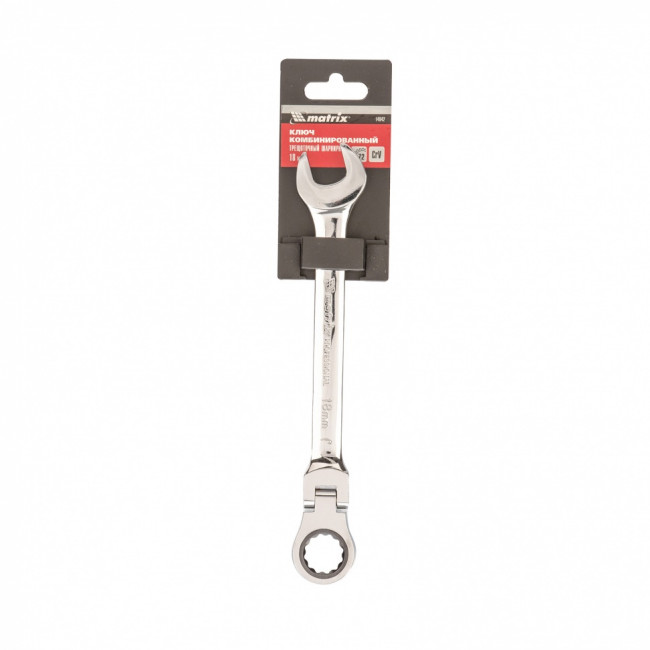 Ключ комбинированный трещоточный, 18 мм, CrV, шарнирный, зеркальный хром Matrix ( 14842 ) Ключ комбинированный трещоточный, 18 мм, CrV, шарнирный, зеркальный хром Matrix ( 14842 )