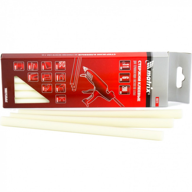 Стержни клеевые, белый, 11 х 200 мм, в упаковке 6 шт Matrix, ( 930723 ) Стержни клеевые, белый, 11 х 200 мм, в упаковке 6 шт Matrix, ( 930723 )