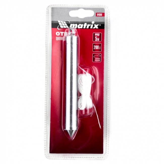 Отвес цилиндрический, 200 г, шнур 5 м Matrix, ( 84886 ) Отвес цилиндрический, 200 г, шнур 5 м Matrix, ( 84886 )