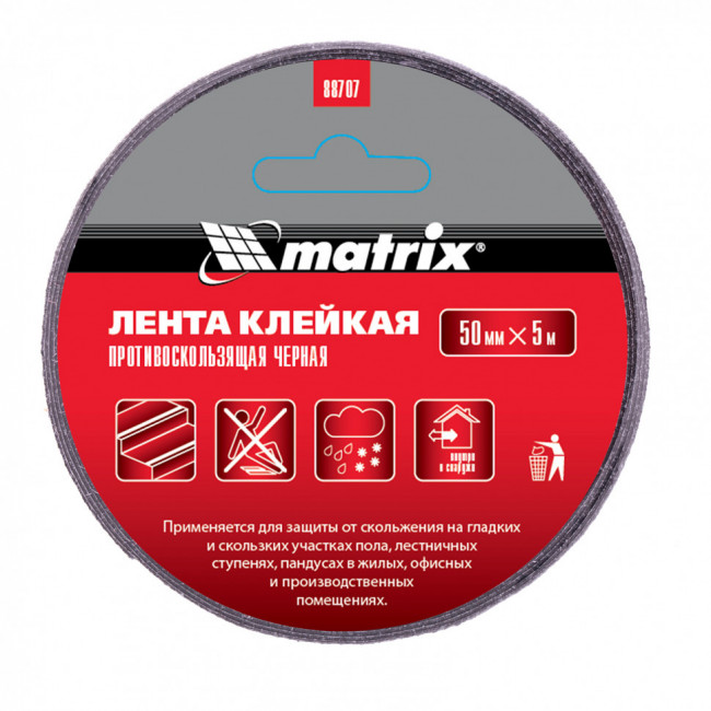 Лента клейкая противоскользящая, черная 50 мм x 5 м Matrix, ( 88707 )