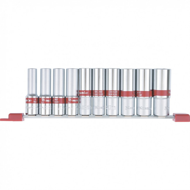 Набор удлиненных торцевых головок 1/2, шестигранные, CrV, 10 шт, 10-22 мм Matrix, ( 13590 ) Набор удлиненных торцевых головок 1/2, шестигранные, CrV, 10 шт, 10-22 мм Matrix, ( 13590 )