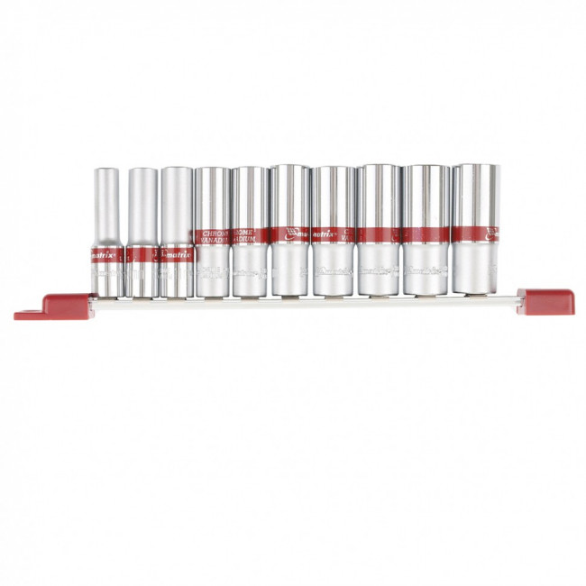 Набор удлиненных торцевых головок 3/8, шестигранные, CrV, 10 шт, 8-19 мм Matrix, ( 13591 ) Набор удлиненных торцевых головок 3/8, шестигранные, CrV, 10 шт, 8-19 мм Matrix, ( 13591 )